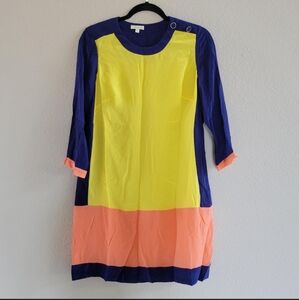 J. Crew Yellow and Blue A-Line Dress with Raglan Sleeves